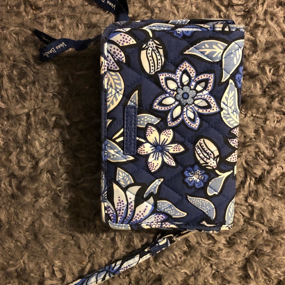 Vera Bradley Blue Floral Wallet with Cross Body Strap. Never used before.